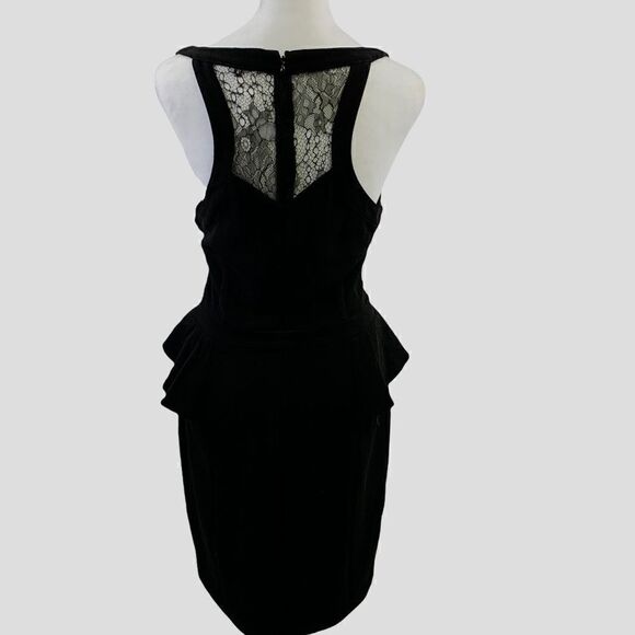 Heartloom Madelyn Black Cocktail Lacy Peplum Dress Size M - Picture 2 of 15